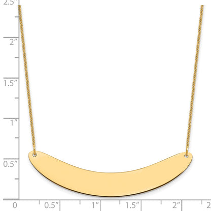 14K Yellow Gold Large Curved Blank Bar Necklace