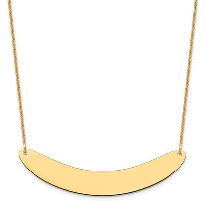 14K Yellow Gold Large Curved Blank Bar Necklace