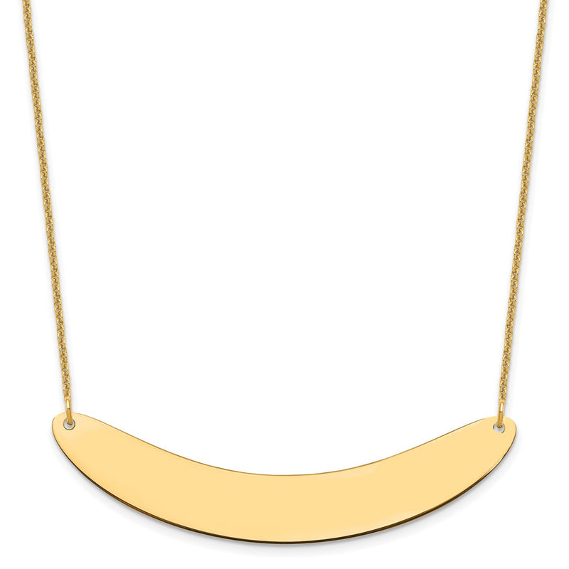 14K Yellow Gold Large Curved Blank Bar Necklace