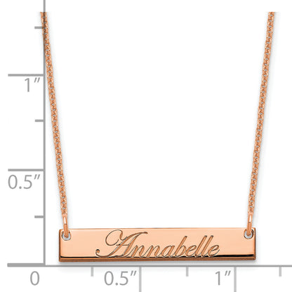14K Rose Gold Small Edwardian Script Bar Necklace