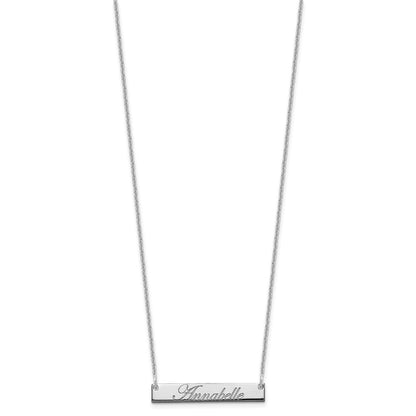 14K White Gold Small Edwardian Script Bar Necklace