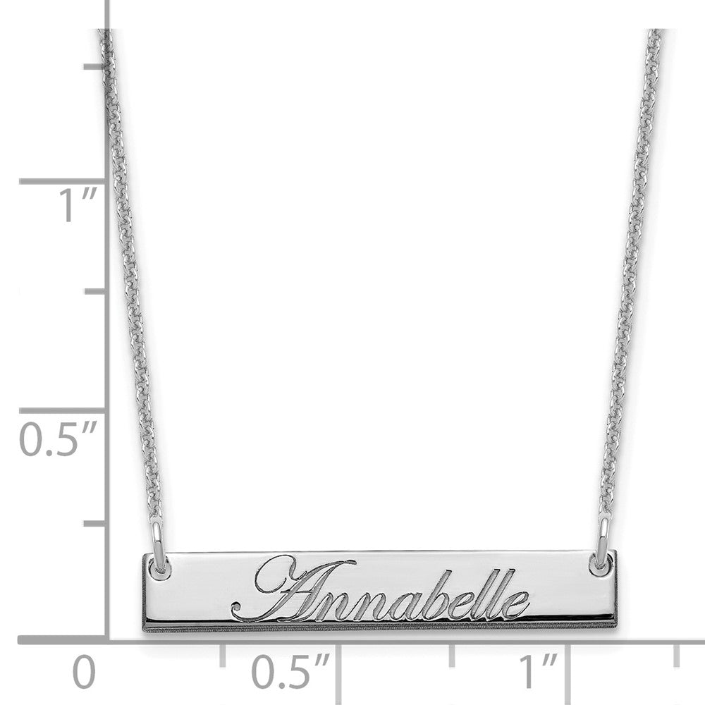 14K White Gold Small Edwardian Script Bar Necklace