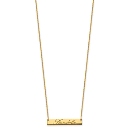 14K Yellow Gold Small Edwardian Script Bar Necklace