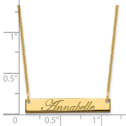 14K Yellow Gold Small Edwardian Script Bar Necklace