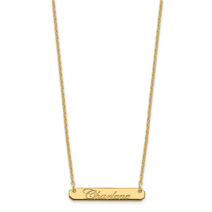 Gold Plated Sterling Silver/Gold Small Edeardian Script Bar Necklace