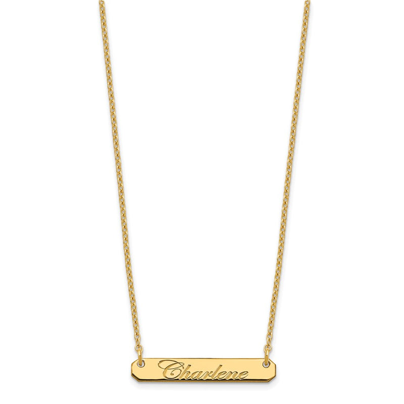 Gold Plated Sterling Silver/Gold Small Edeardian Script Bar Necklace