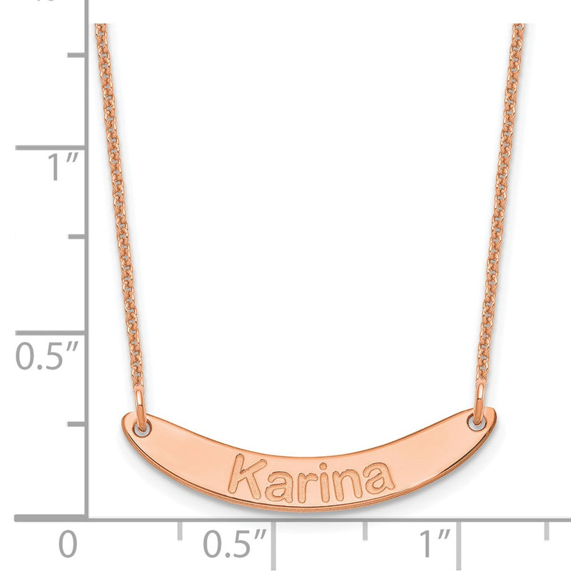 14K Rose Gold Small Arial Rounded Curved Bar Necklace