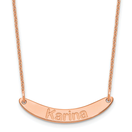 14K Rose Gold Small Arial Rounded Curved Bar Necklace