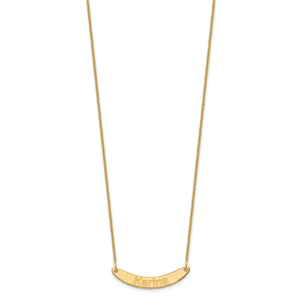 14K Yellow Gold Small Arial Rounded Curved Bar Necklace