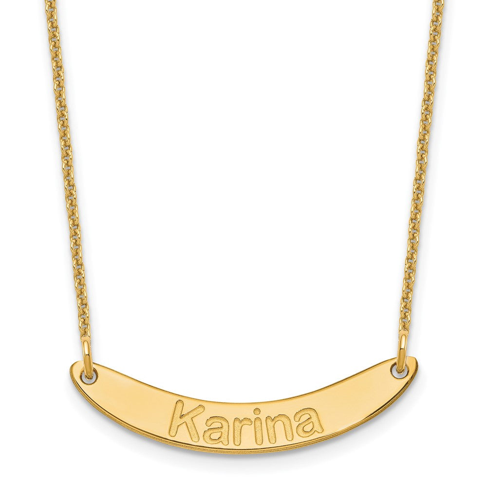 14K Yellow Gold Small Arial Rounded Curved Bar Necklace