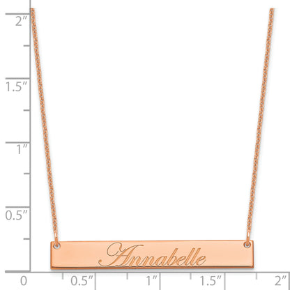 14K Rose Gold Medium Edwardian Script Bar Necklace