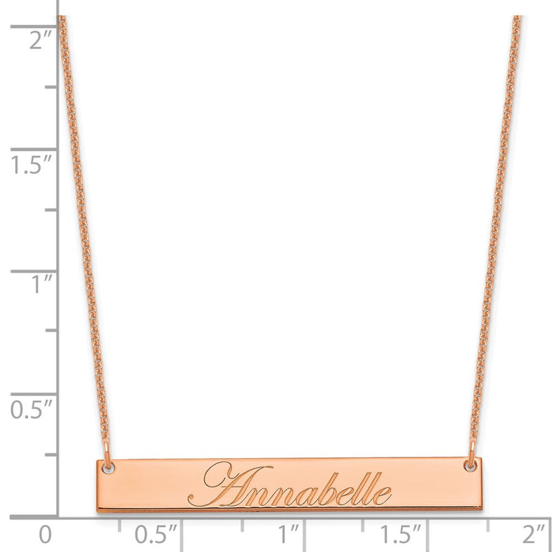 14K Rose Gold Medium Edwardian Script Bar Necklace