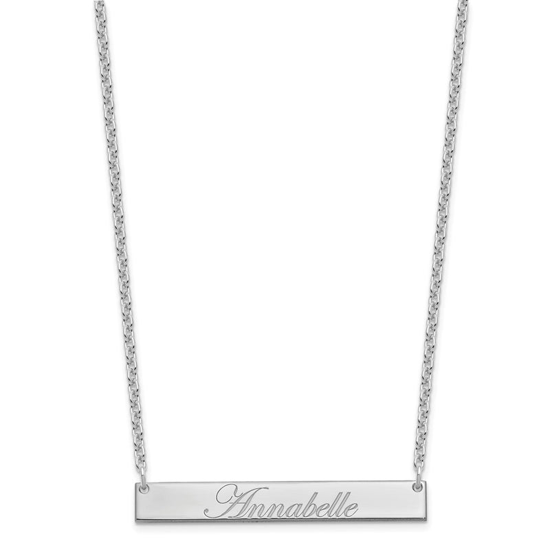 Sterling Silver Rhodium Plated Medium Edwardian Script Brar Necklace