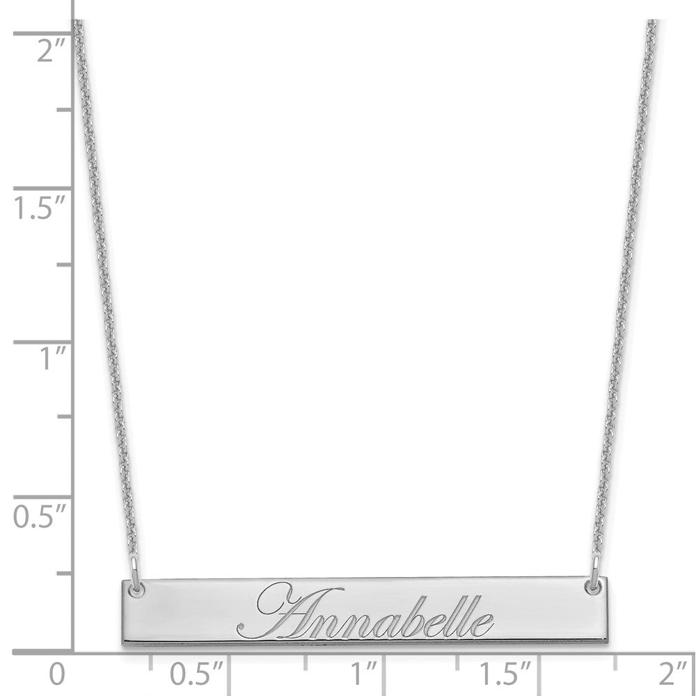 14K White Gold Medium Edwardian Scrript Bar Necklace