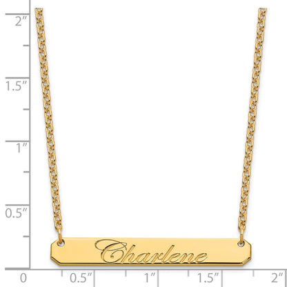 Gold Plated Medium Edwardian Script Bar Necklace
