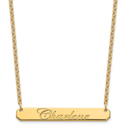 Gold Plated Medium Edwardian Script Bar Necklace