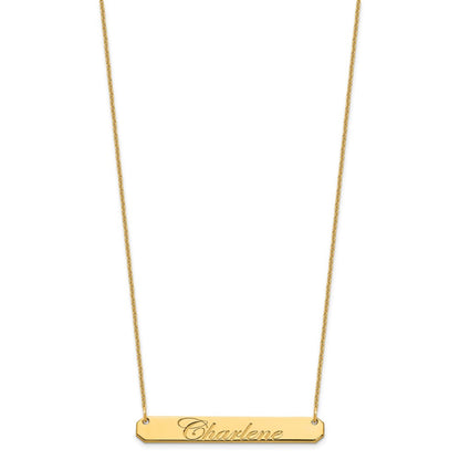 14K Yellow Gold Medium Edwardian Script Bar Necklace