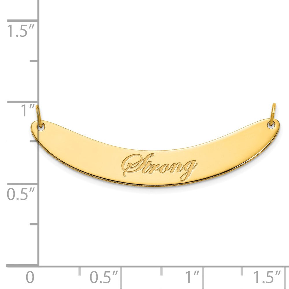 Gold Plated Medium Edwardian Script Curved Bar Necklace