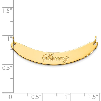 Gold Plated Medium Edwardian Script Curved Bar Necklace