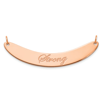 14K Rose Gold Medium Edwardian Script Curved Bar Necklace