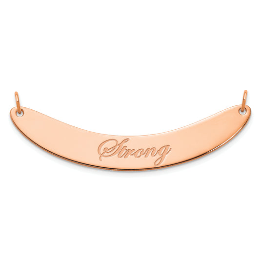 14K Rose Gold Medium Edwardian Script Curved Bar Necklace