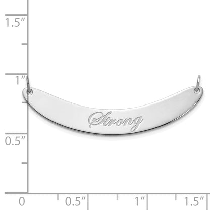 Sterling Silver Rhod Plated Medium Edwardian Script Curved Bar Necklace