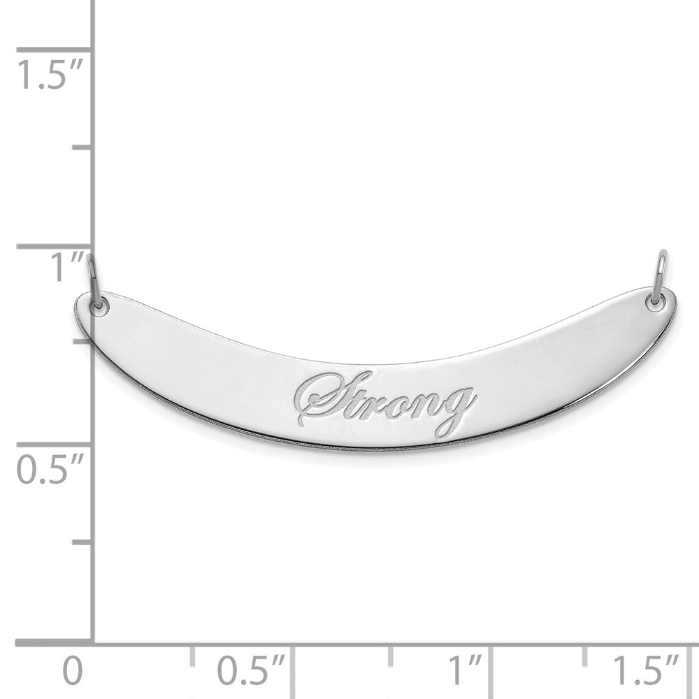 14K White Gold Medium Edwardian Script Curved Bar Necklace