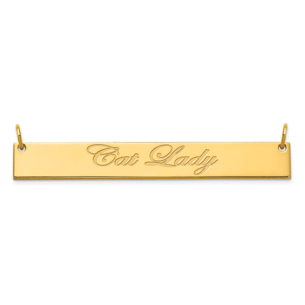 Gold Plated Sterling Silver/Gold Large Edwardian Script Bar Necklace