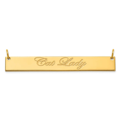 Gold Plated Sterling Silver/Gold Large Edwardian Script Bar Necklace
