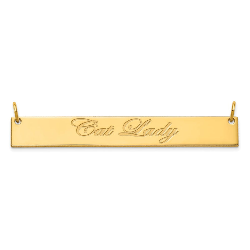 Gold Plated Sterling Silver/Gold Large Edwardian Script Bar Necklace