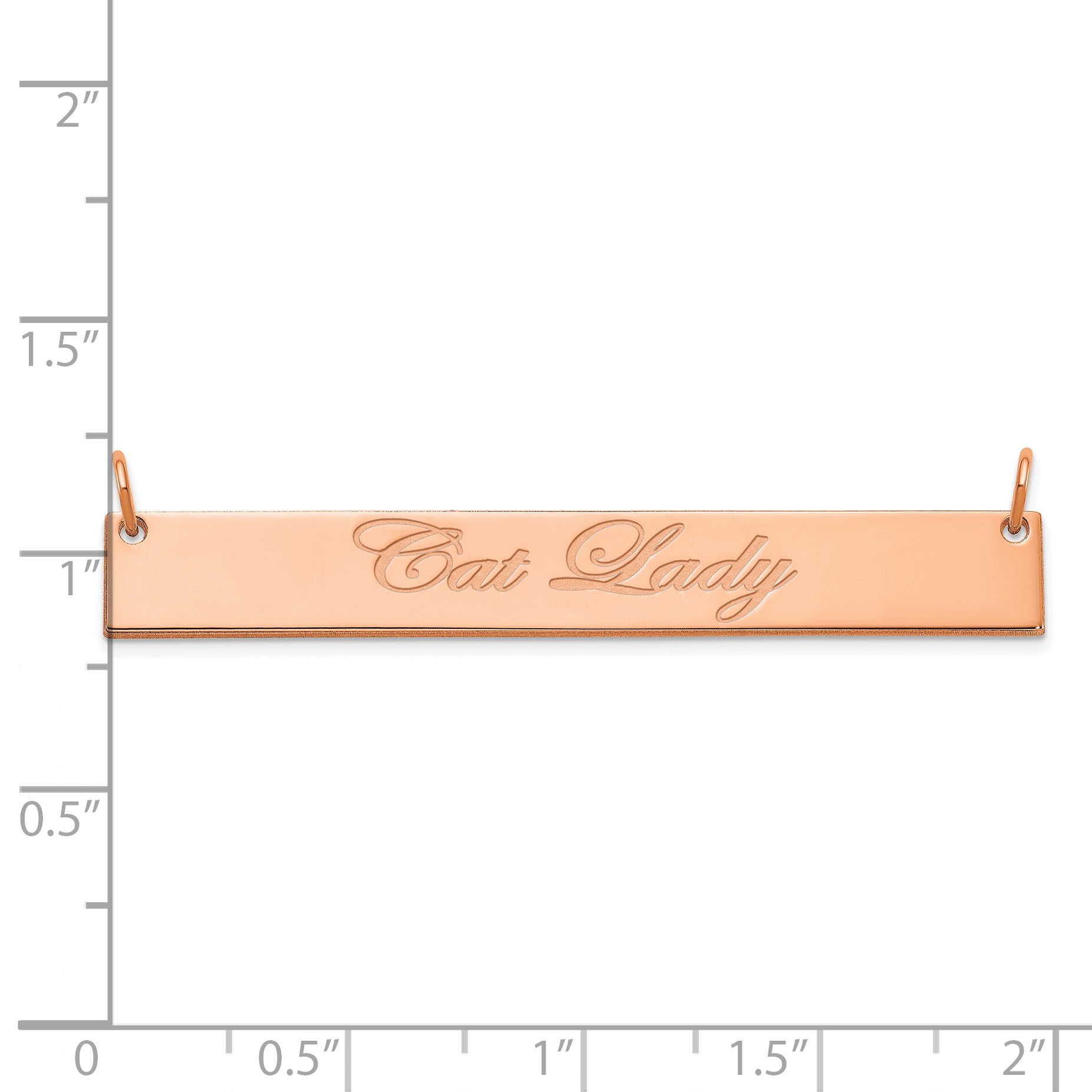 14K Rose Gold Large Edwardian Script Bar Necklace