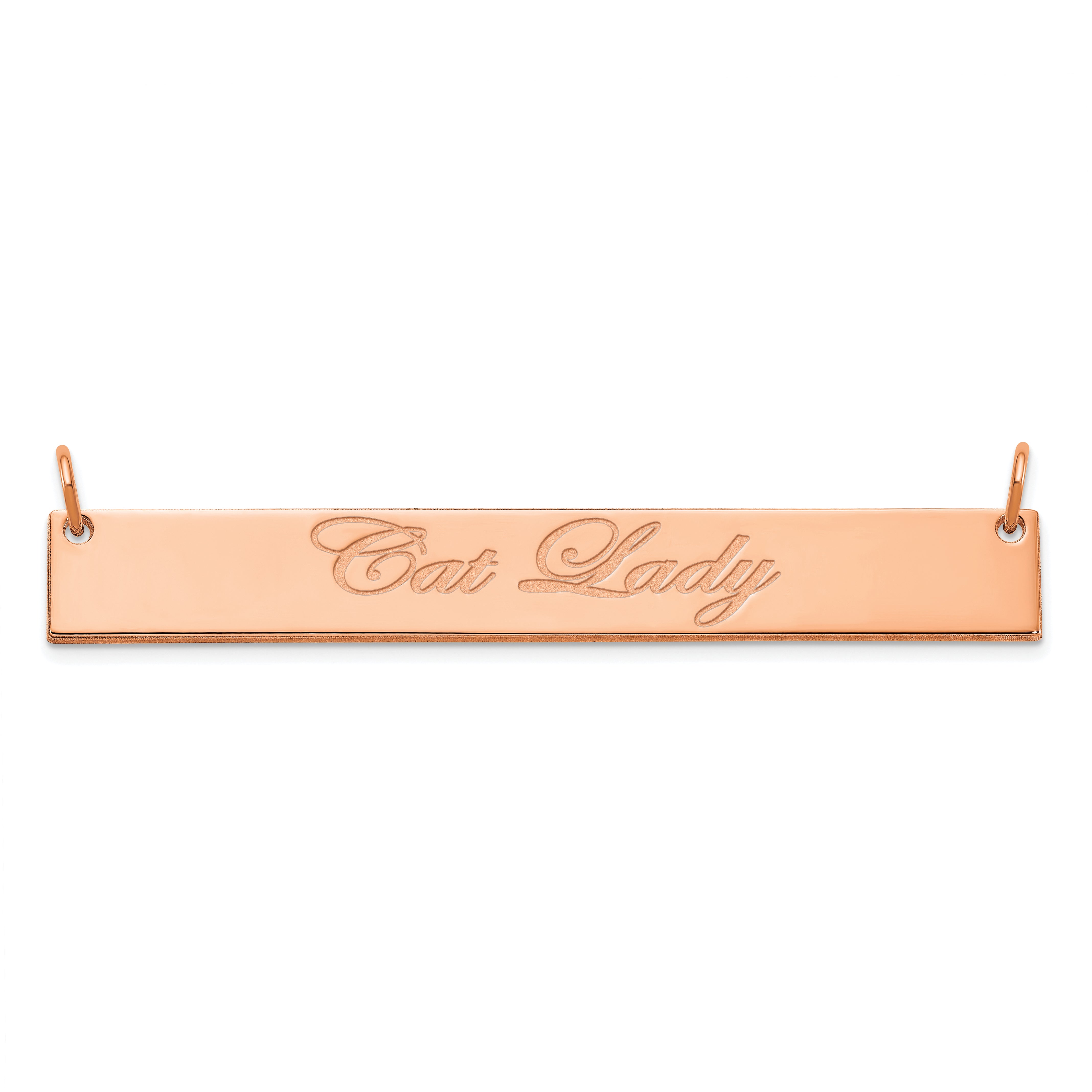 14K Rose Gold Large Edwardian Script Bar Necklace