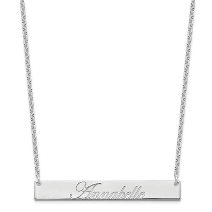 Sterling Silver Rhodium Plated Large Edwardian Script Bar Necklace
