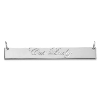 Sterling Silver Rhodium Plated Large Edwardian Script Bar Necklace