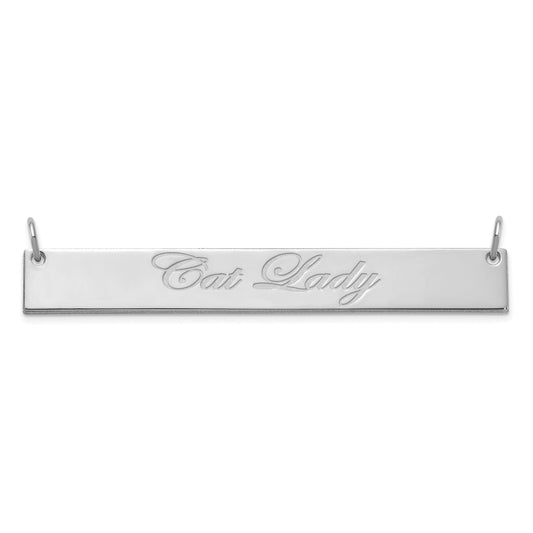 Sterling Silver Rhodium Plated Large Edwardian Script Bar Necklace