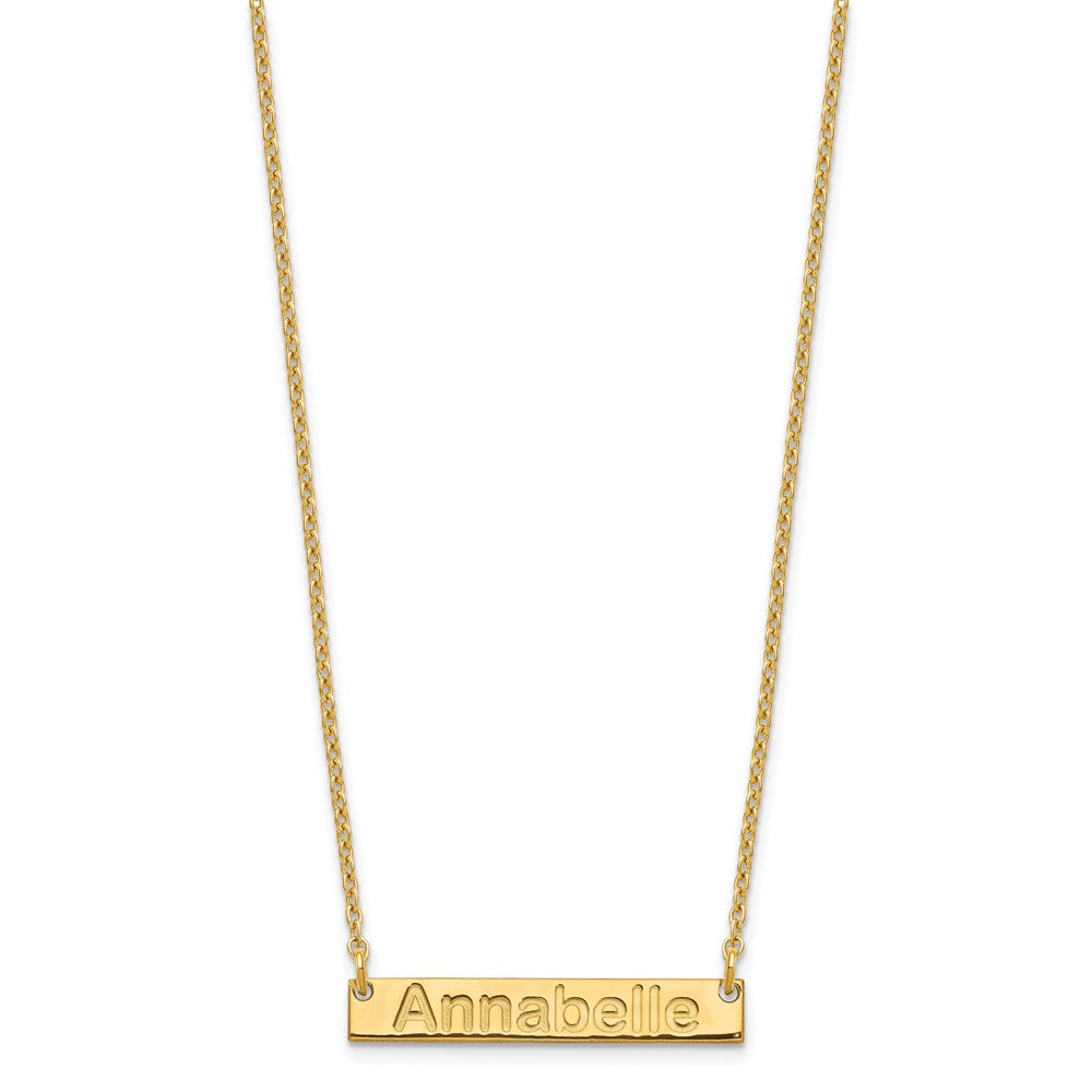 Gold Plated Sterling Silver/Gold Small Arial Rounded Bar Necklace