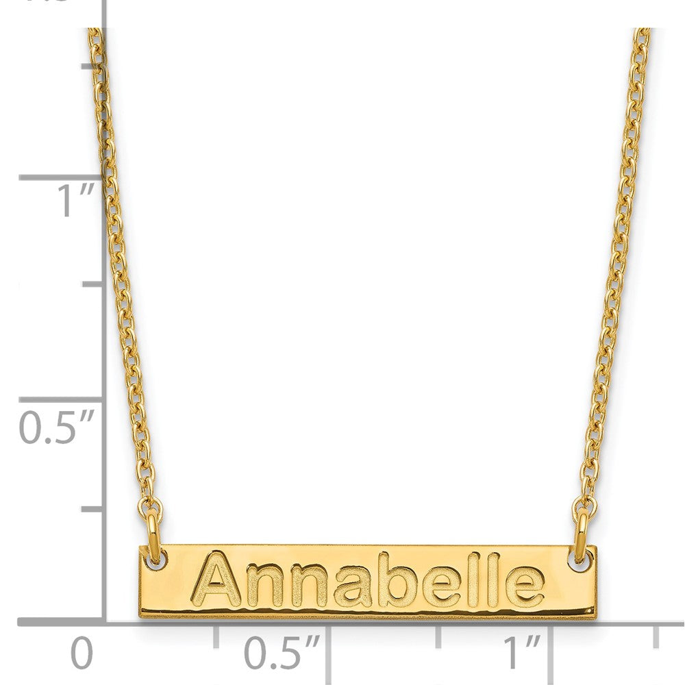 Gold Plated Sterling Silver/Gold Small Arial Rounded Bar Necklace