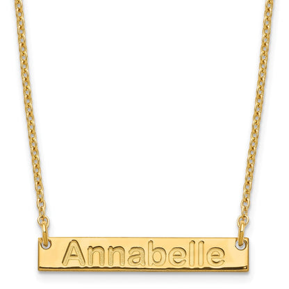 Gold Plated Sterling Silver/Gold Small Arial Rounded Bar Necklace