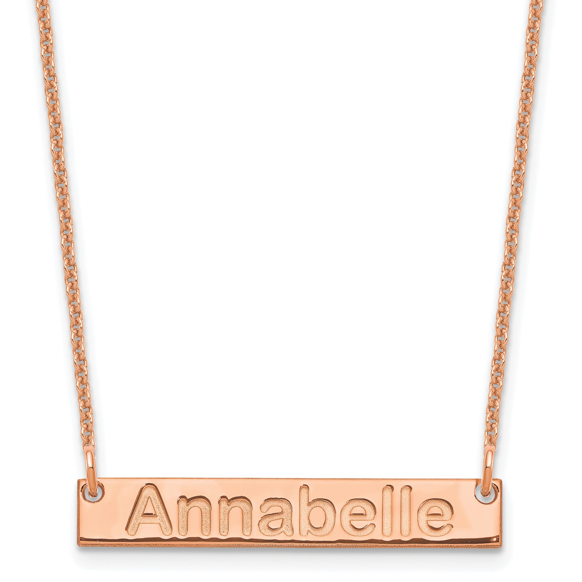 14K Rose Gold Small Arial Rounded Bar Necklace