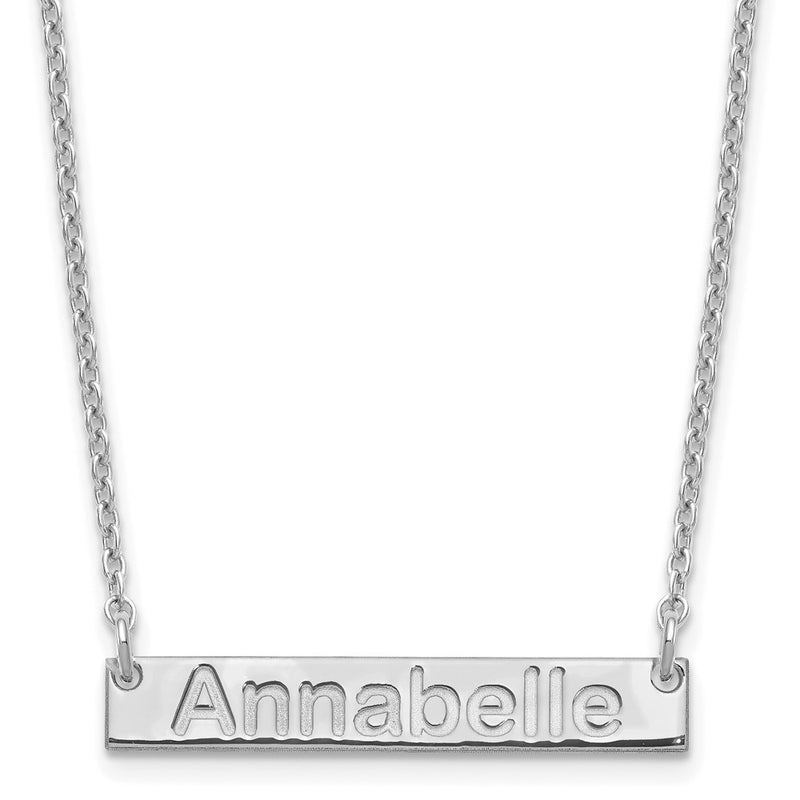 Sterling Silver Silver/Rhod Plated Small Arial Rounded Bar Necklace