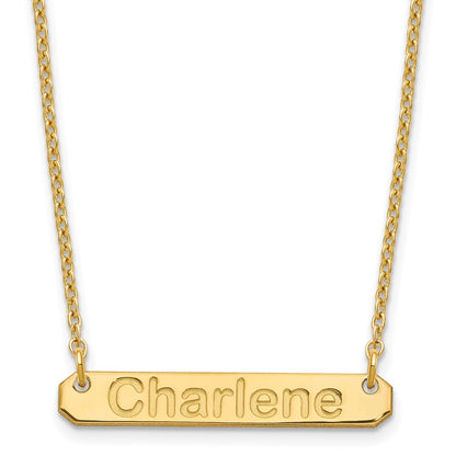 Gold Plated Small Arial Rounded Bar Necklace