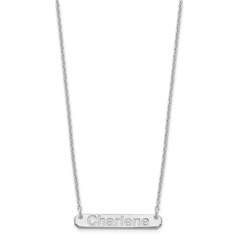 Sterling Silver Rhodium Plated Small Polished Arial Rounded Bar Necklace