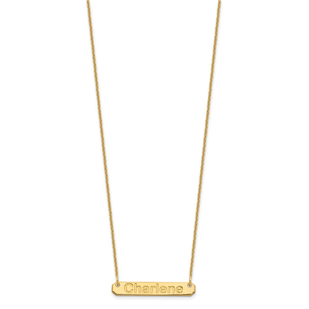 14K Yellow Gold Small Arial Rounded Bar Necklace