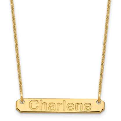 14K Yellow Gold Small Arial Rounded Bar Necklace