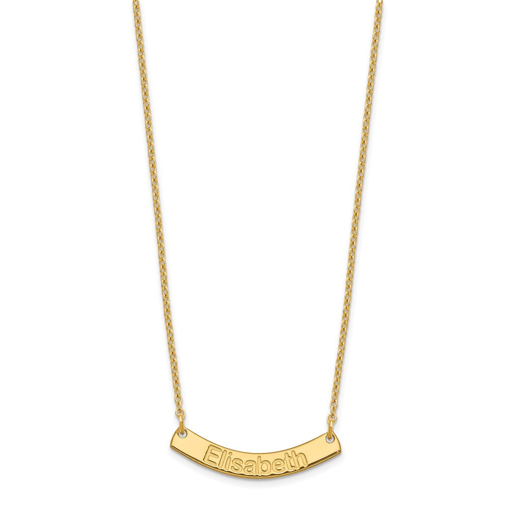 Gold Plated Small Arial Rounded Curved Bar Necklace