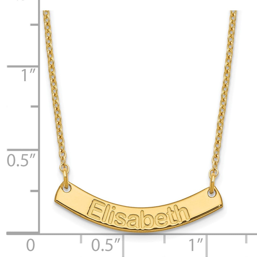 Gold Plated Small Arial Rounded Curved Bar Necklace