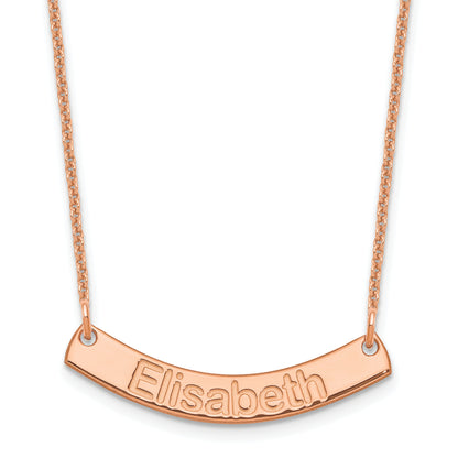 14K Rose Gold Small Arial Rounded Curved Bar Necklace