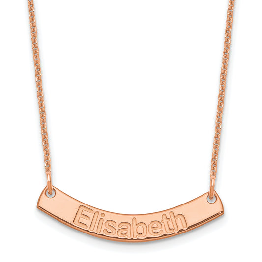 14K Rose Gold Small Arial Rounded Curved Bar Necklace