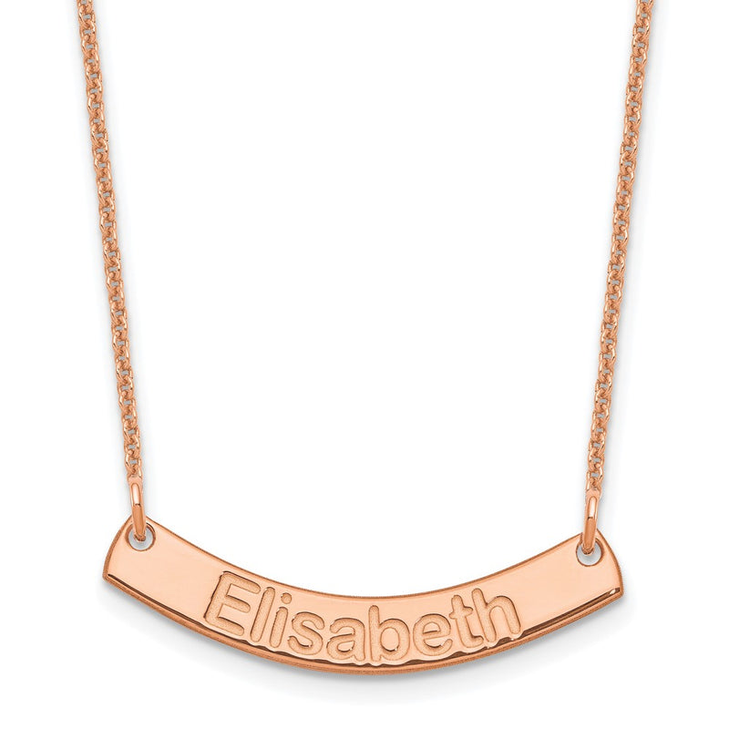 14K Rose Gold Small Arial Rounded Curved Bar Necklace