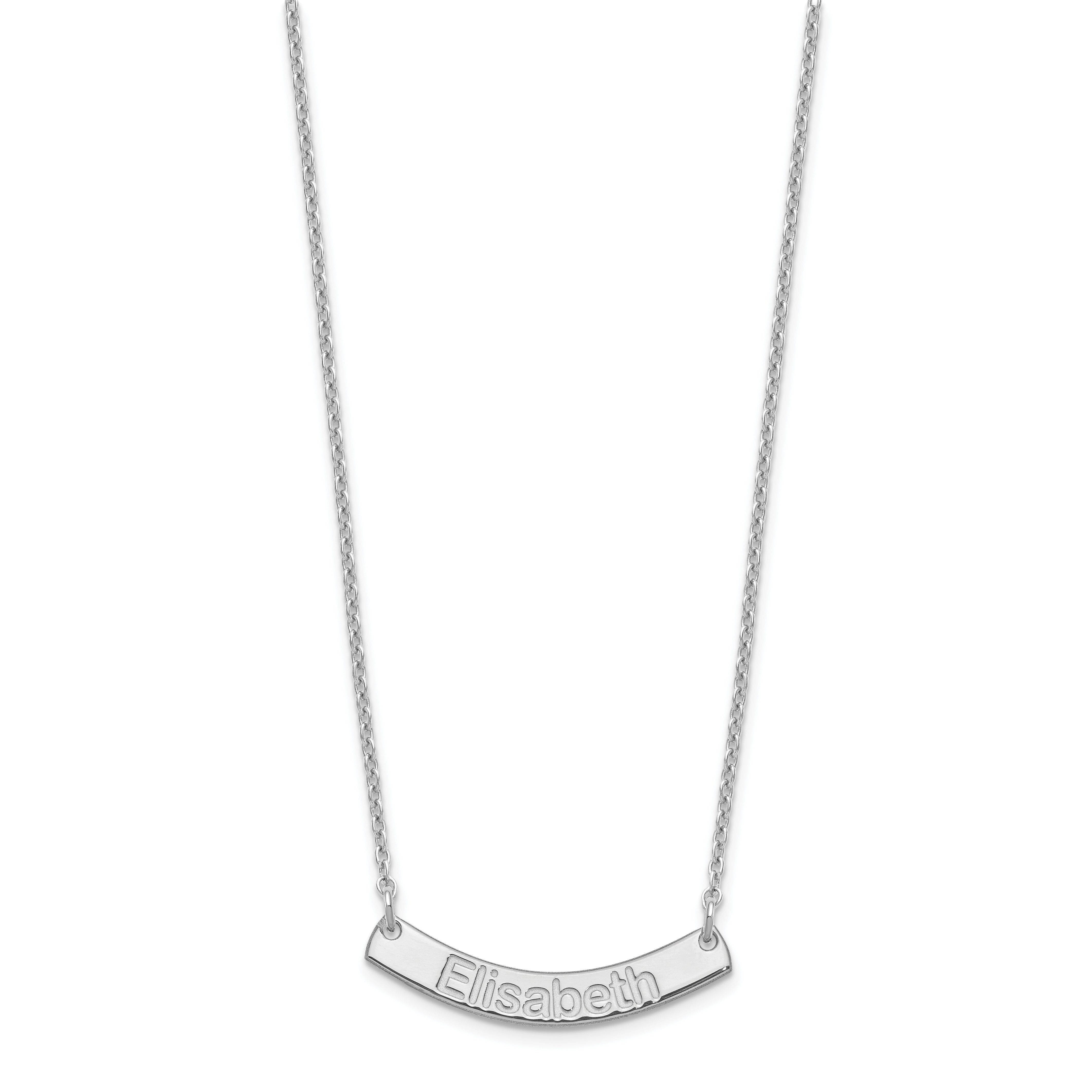 Sterling Silver Rhodium Plated Small Arial Rounded Curved Bar Necklace